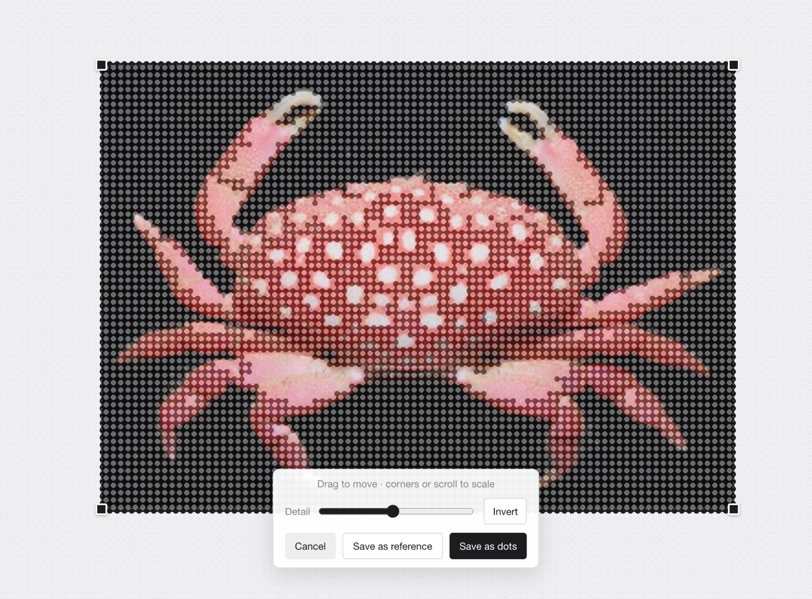 GLYPH Immersive process — converting a reference image into dots